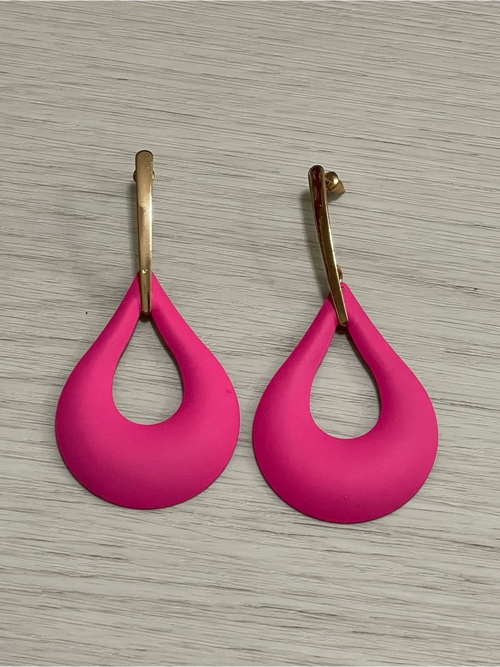 Hot Pink Teardrop Hoop Earrings